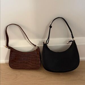Elegant Black and Brown Women's Handbag Set